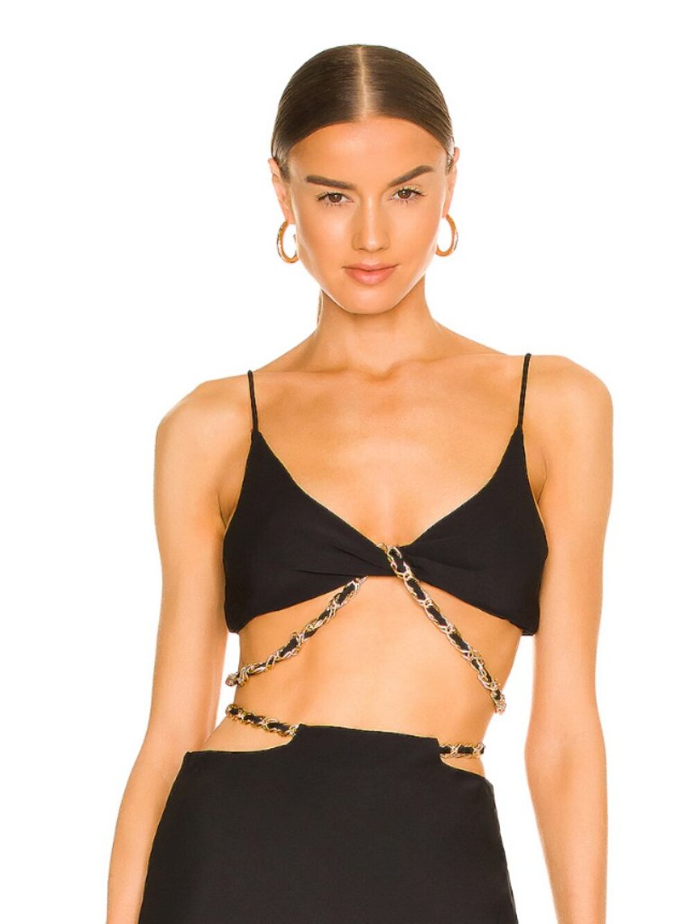 NWT Bec & Bridge Modern Romance Black Gold Chain Twist Crop Top Bralette